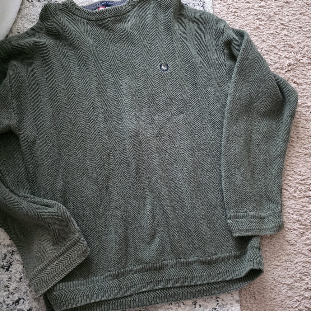Vintage Chaps Ralph Lauren Hand Framed Knit Crewneck Sweater Mens XXL Green - Picture 4 of 8
